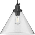PROGRESS LIGHTING P500384-31M Matte Black Hinton Collection One-Light Matte Black Modern Farmhouse Pendant