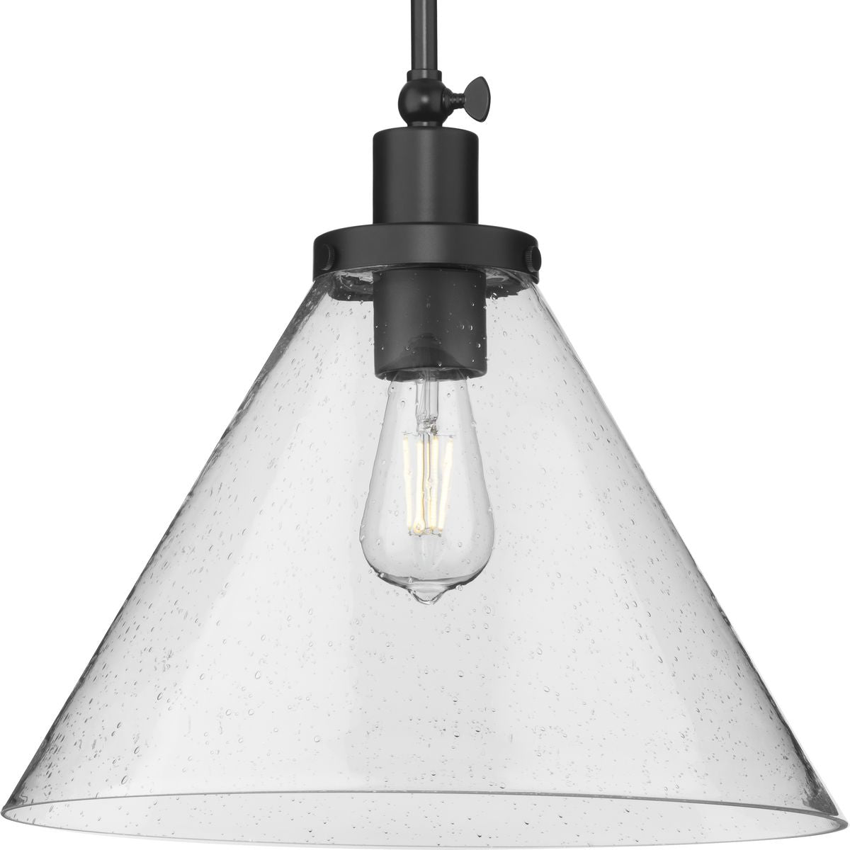 PROGRESS LIGHTING P500384-31M Matte Black Hinton Collection One-Light Matte Black Modern Farmhouse Pendant