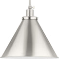 PROGRESS LIGHTING P500385-009 Brushed Nickel Hinton Collection One-Light Brushed Nickel Modern Farmhouse Pendant
