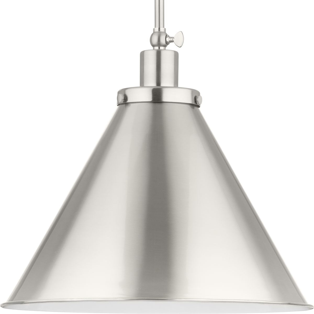 PROGRESS LIGHTING P500385-009 Brushed Nickel Hinton Collection One-Light Brushed Nickel Modern Farmhouse Pendant