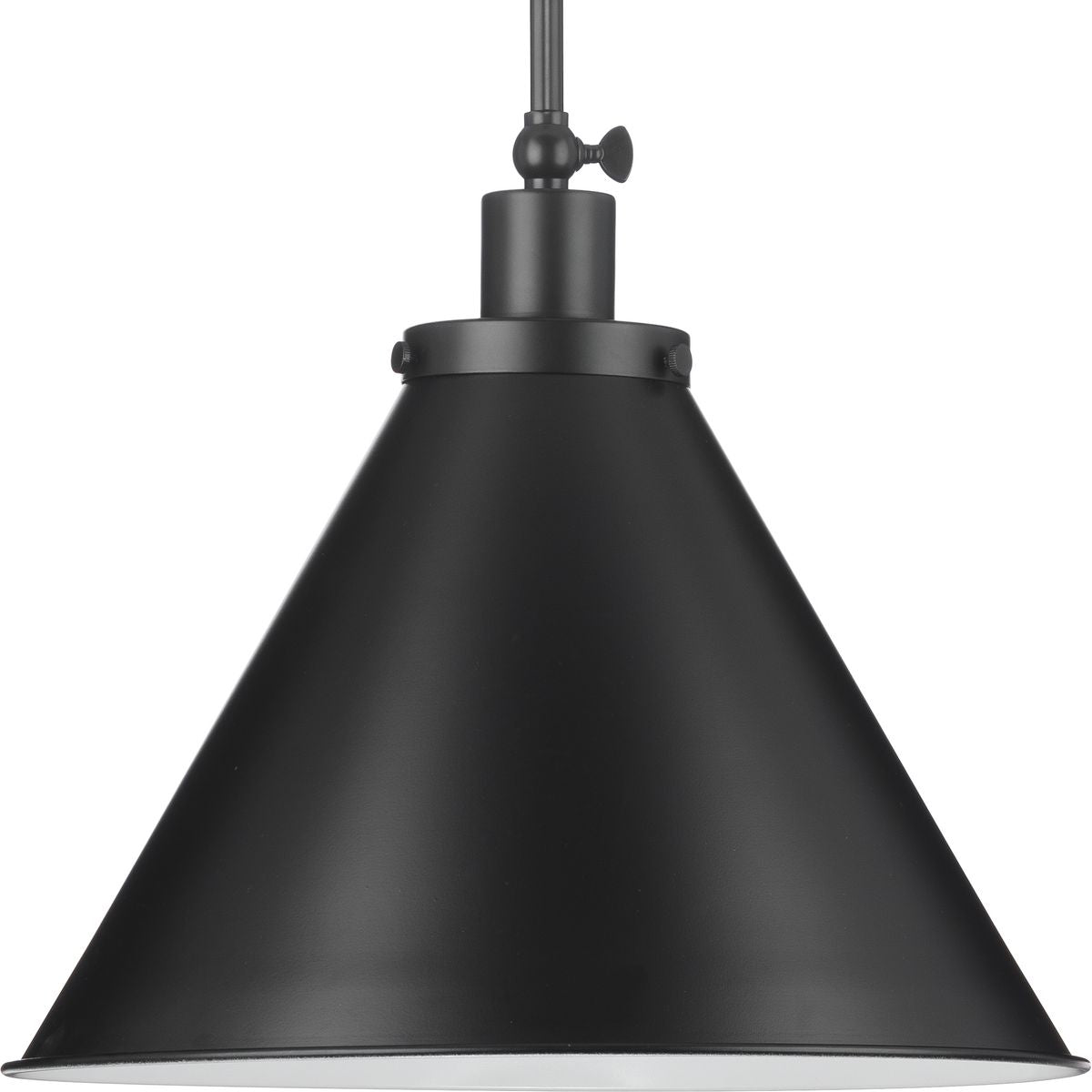 PROGRESS LIGHTING P500385-31M Matte Black Hinton Collection One-Light Matte Black Modern Farmhouse Pendant