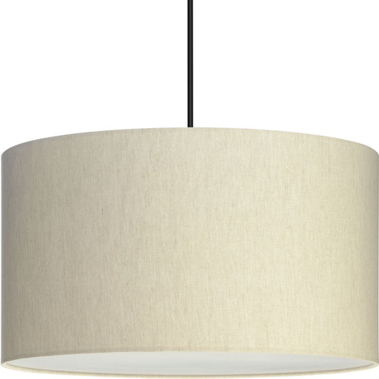 PROGRESS LIGHTING P500387-194 Brushed Nickel;Matte Black;Vintage Brass Markor Collection Three-Light Ecru Linen Shade Transitional Pendant