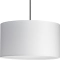 PROGRESS LIGHTING P500387-195 Brushed Nickel;Matte Black;Vintage Brass Markor Collection Three-Light White Linen Shade Transitional Pendant