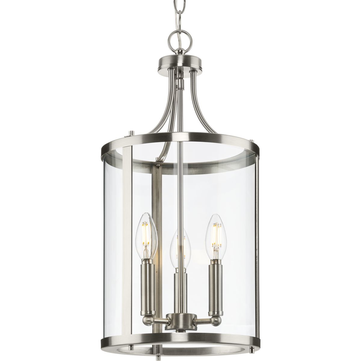 PROGRESS LIGHTING P500390-009 Brushed Nickel Gilliam Collection Three-Light Brushed Nickel New Traditional Hall & Foyer