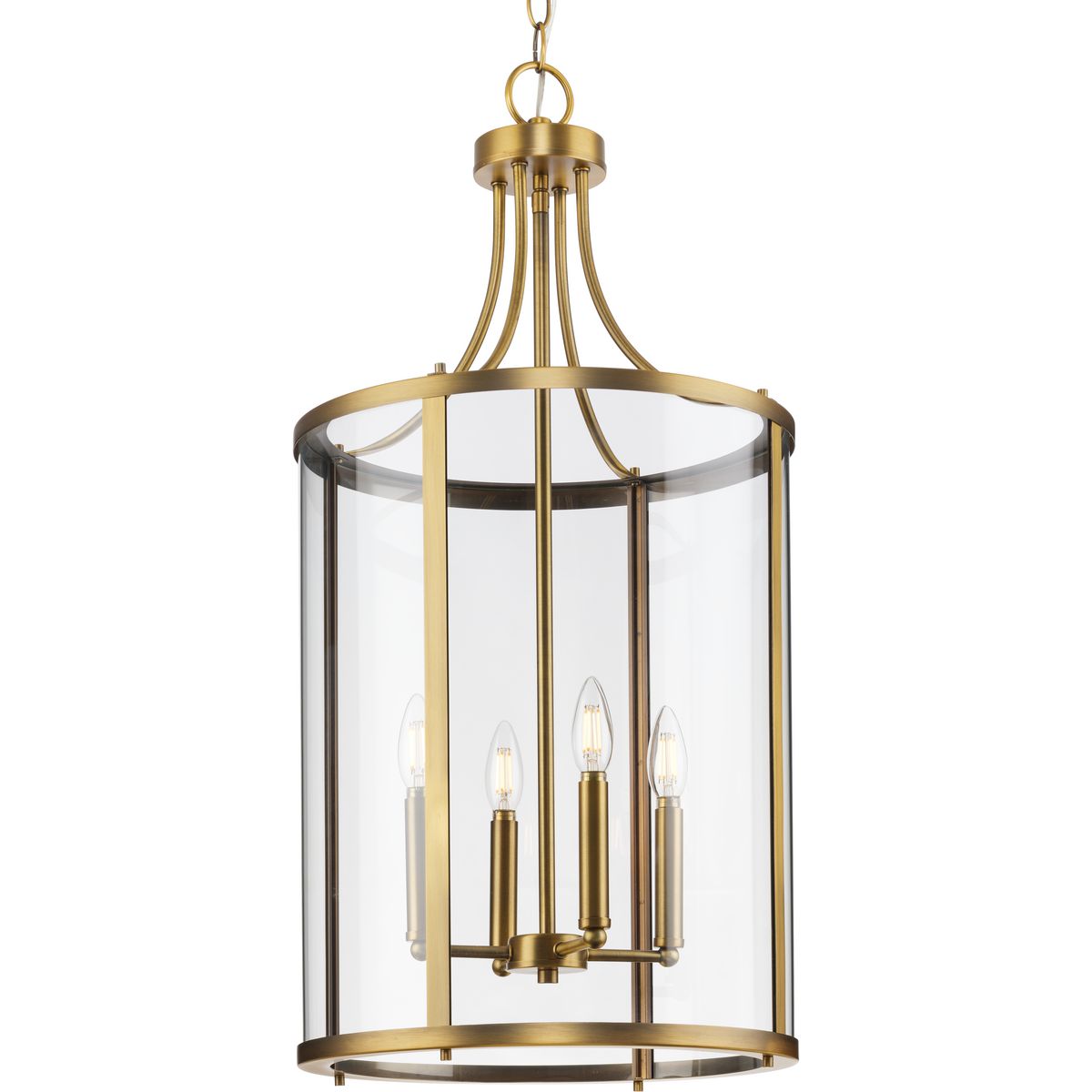 PROGRESS LIGHTING P500391-163 Vintage Brass Gilliam Collection Four-Light Vintage Brass New Traditional Hall & Foyer