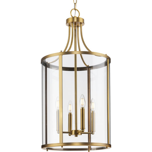 PROGRESS LIGHTING P500391-163 Vintage Brass Gilliam Collection Four-Light Vintage Brass New Traditional Hall & Foyer