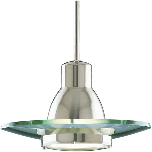 PROGRESS LIGHTING P5003-09 Brushed Nickel Modern Pendant One-Light Brushed Nickel Clear Glass Mini-Pendant Light