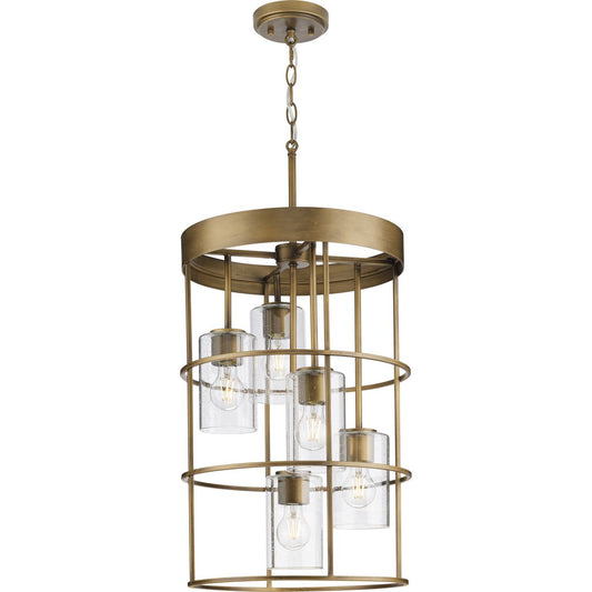 PROGRESS LIGHTING P500402-196 Aged Bronze Burgess Collection Five-Light Aged Bronze Modern Farmhouse Hall & Foyer Light