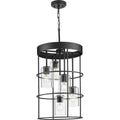 PROGRESS LIGHTING P500402-31M Matte Black Burgess Collection Five-Light Matte Black Modern Farmhouse Hall & Foyer Light
