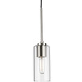 PROGRESS LIGHTING P500403-009 Brushed Nickel Cofield Collection One-Light Brushed Nickel Transitional Pendant