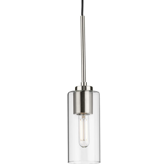 PROGRESS LIGHTING P500403-009 Brushed Nickel Cofield Collection One-Light Brushed Nickel Transitional Pendant