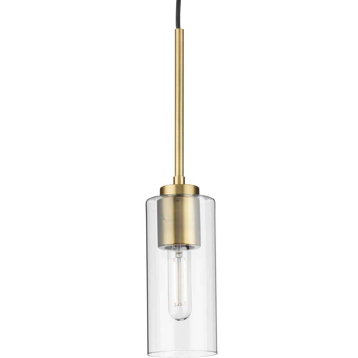PROGRESS LIGHTING P500403-163 Vintage Brass Cofield Collection One-Light Vintage Brass Transitional Pendant