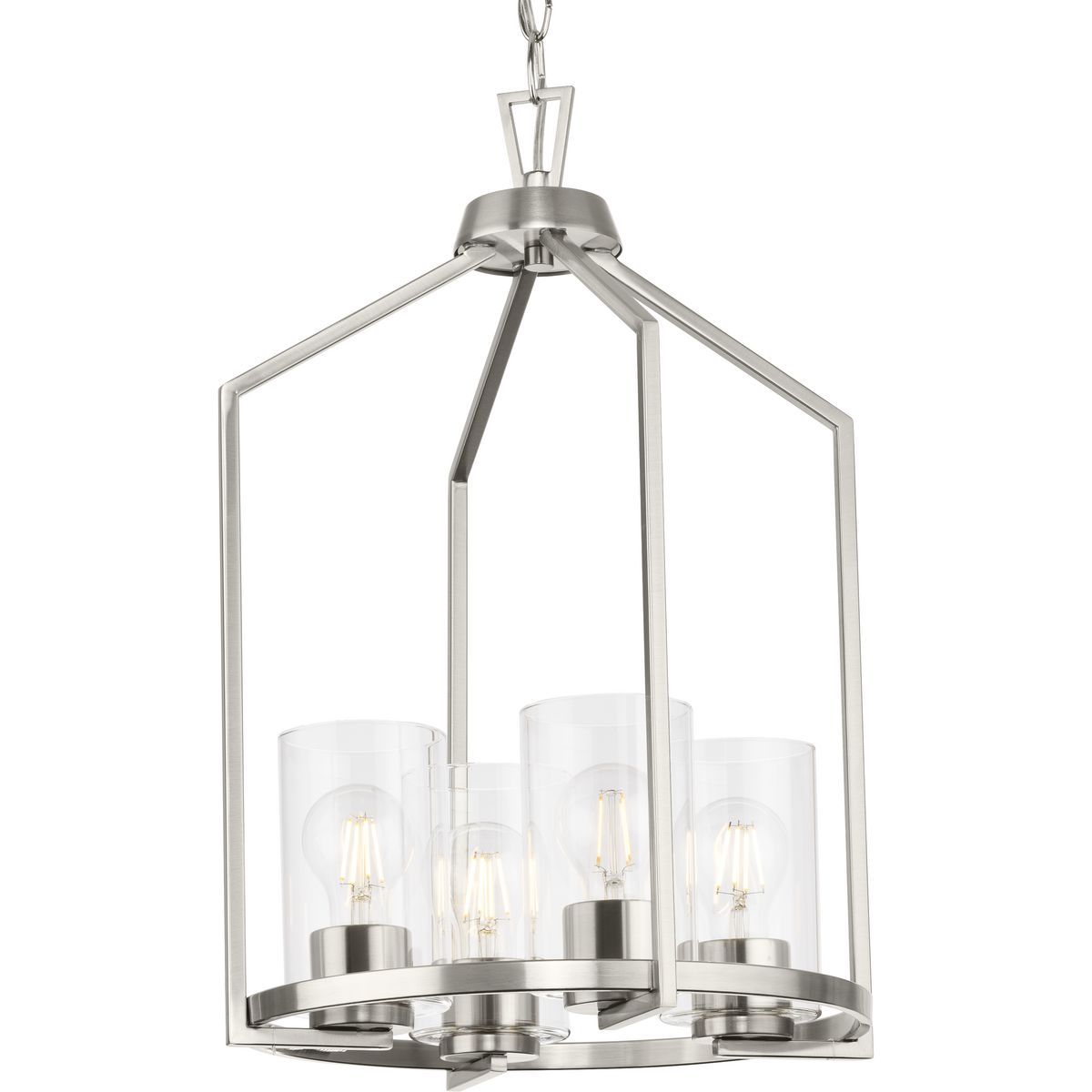 PROGRESS LIGHTING P500411-009 Brushed Nickel Goodwin Collection Four-Light Brushed Nickel Modern Farmhouse Hall & Foyer Light