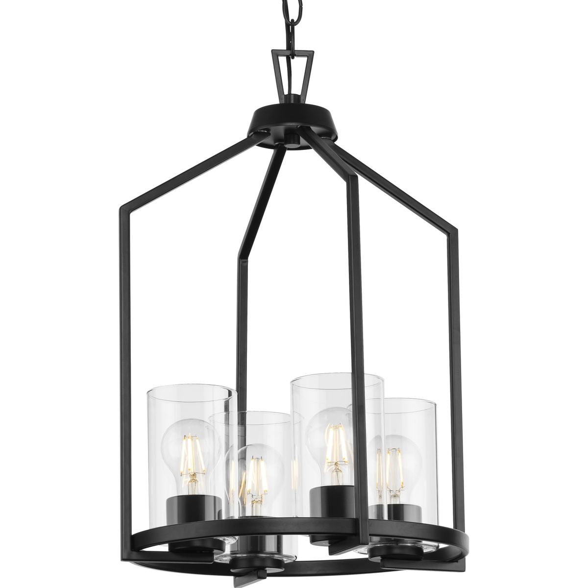 PROGRESS LIGHTING P500411-31M Matte Black Goodwin Collection Four-Light Matte Black Modern Farmhouse Hall & Foyer Light