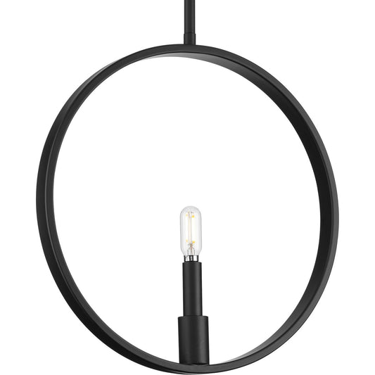 PROGRESS LIGHTING P500412-31M Matte Black Breckenridge Collection One-Light Matte Black Rustic Farmhouse Pendant