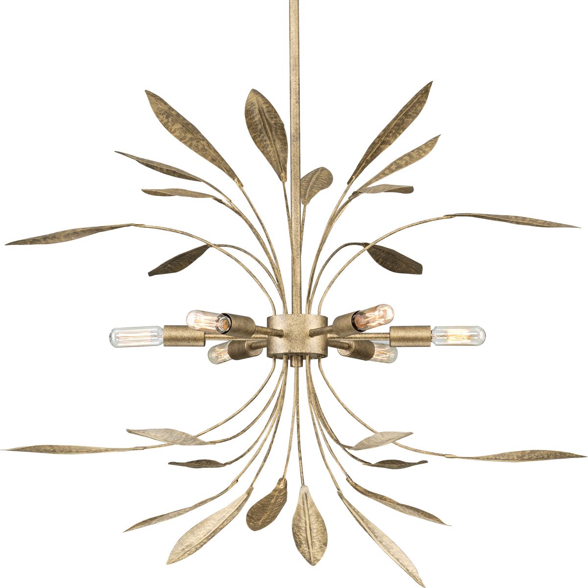 PROGRESS LIGHTING P500415-168 Antique Gold Mariposa Collection Six-Light Antique Gold Hanging Pendant Light