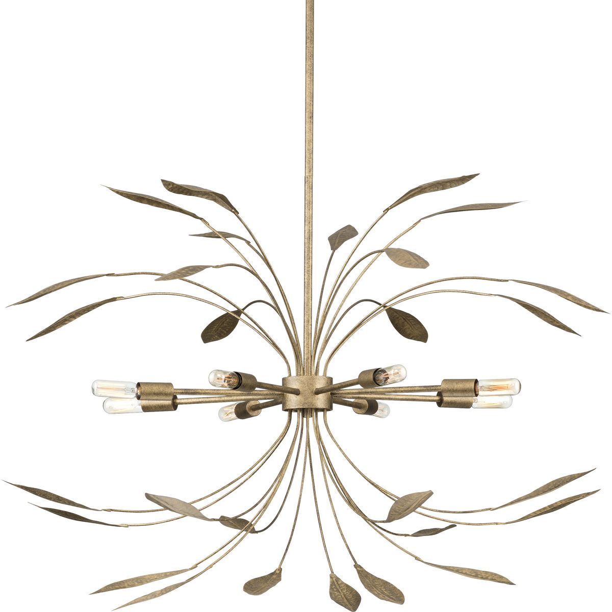PROGRESS LIGHTING P500416-168 Antique Gold Mariposa Collection Eight-Light Antique Gold Hanging Pendant Light