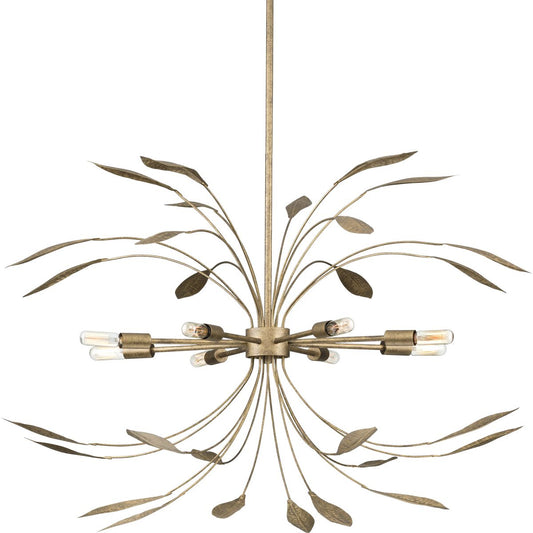 PROGRESS LIGHTING P500416-168 Antique Gold Mariposa Collection Eight-Light Antique Gold Hanging Pendant Light