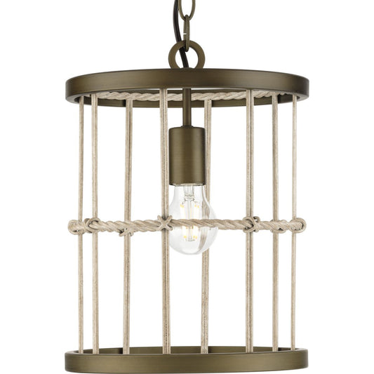 PROGRESS LIGHTING P500417-161 Aged Brass Lattimore Collection One-Light Aged Brass Pendant