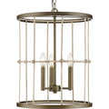 PROGRESS LIGHTING P500418-161 Aged Brass Lattimore Collection Three-Light Aged Brass Hall & Foyer Light