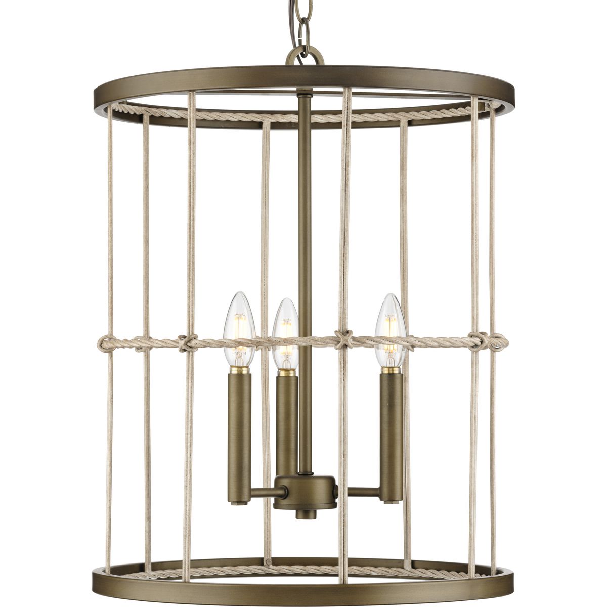 PROGRESS LIGHTING P500418-161 Aged Brass Lattimore Collection Three-Light Aged Brass Hall & Foyer Light