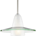 PROGRESS LIGHTING P5011-09 Brushed Nickel Modern Pendant One-Light Brushed Nickel Clear and Etched Glass Mini-Pendant Light
