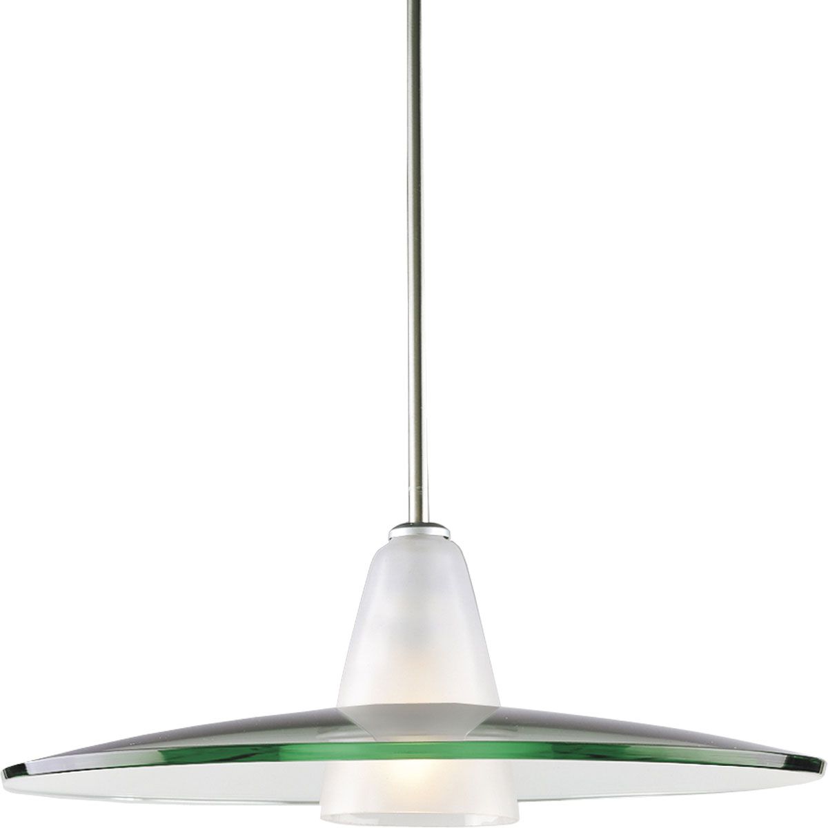 PROGRESS LIGHTING P5012-09 Brushed Nickel Modern Pendant One-Light Brushed Nickel Clear and Etched Glass Pendant Light