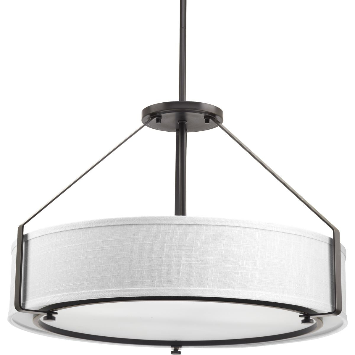 PROGRESS LIGHTING P5015-20 Antique Bronze Ratio Collection Four-Light Antique Bronze Fabric Shade Coastal Pendant Light