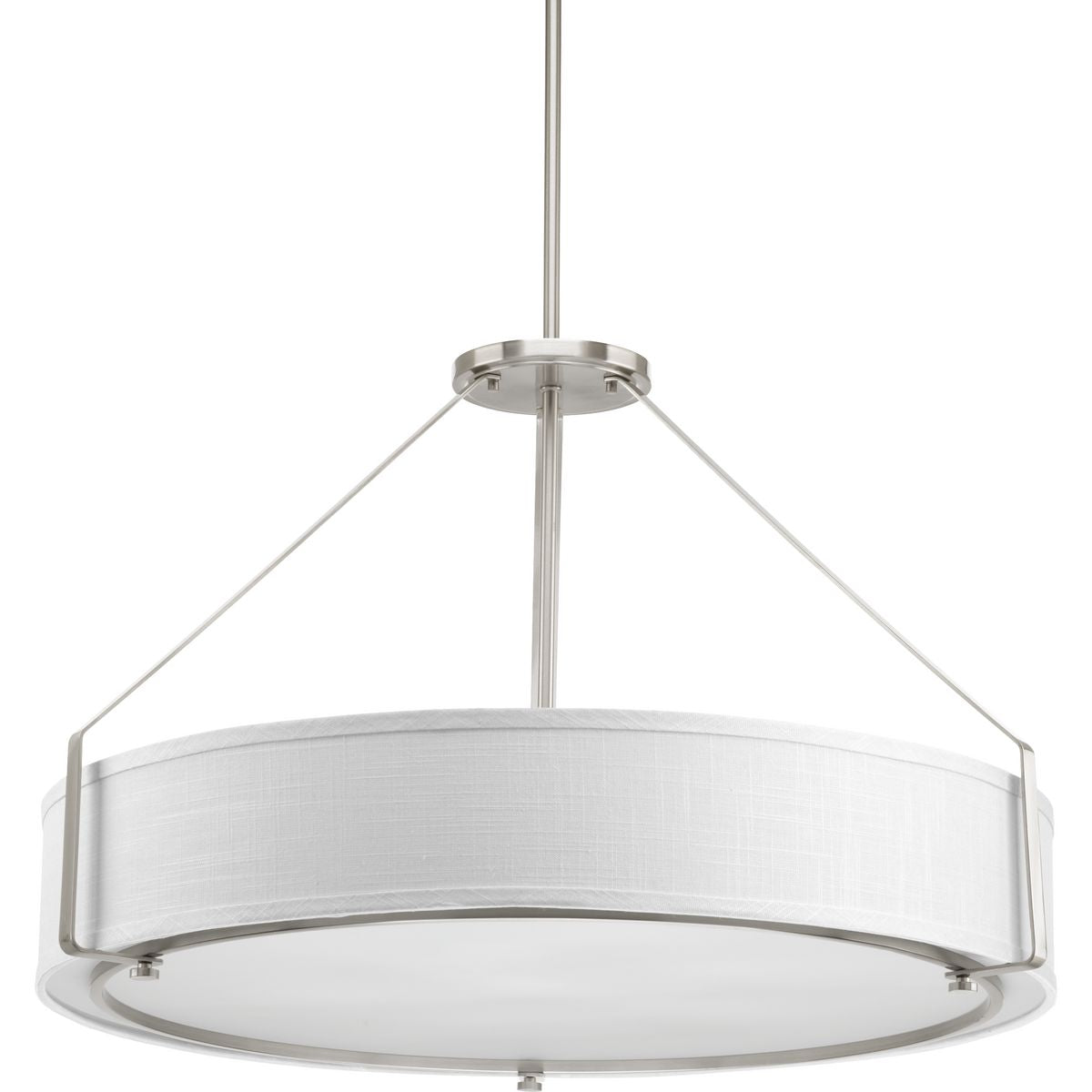 PROGRESS LIGHTING P5021-09 Brushed Nickel Ratio Collection Six-Light Brushed Nickel Fabric Shade Coastal Pendant Light