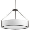 PROGRESS LIGHTING P5021-20 Antique Bronze Ratio Collection Six-Light Antique Bronze Fabric Shade Coastal Mini-Pendant Light