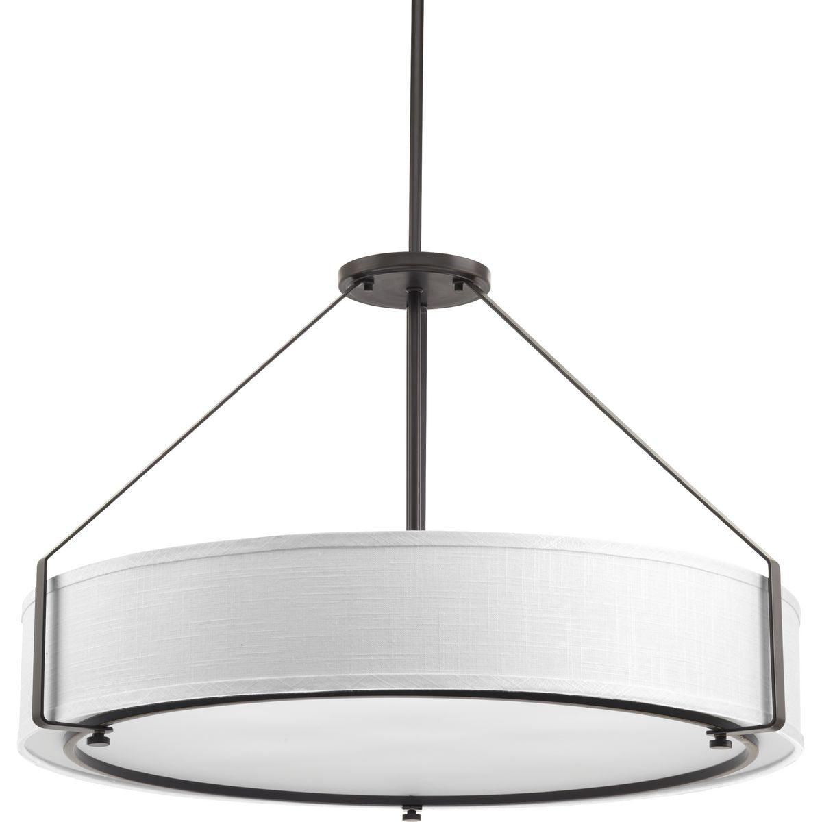 PROGRESS LIGHTING P5021-20 Antique Bronze Ratio Collection Six-Light Antique Bronze Fabric Shade Coastal Mini-Pendant Light