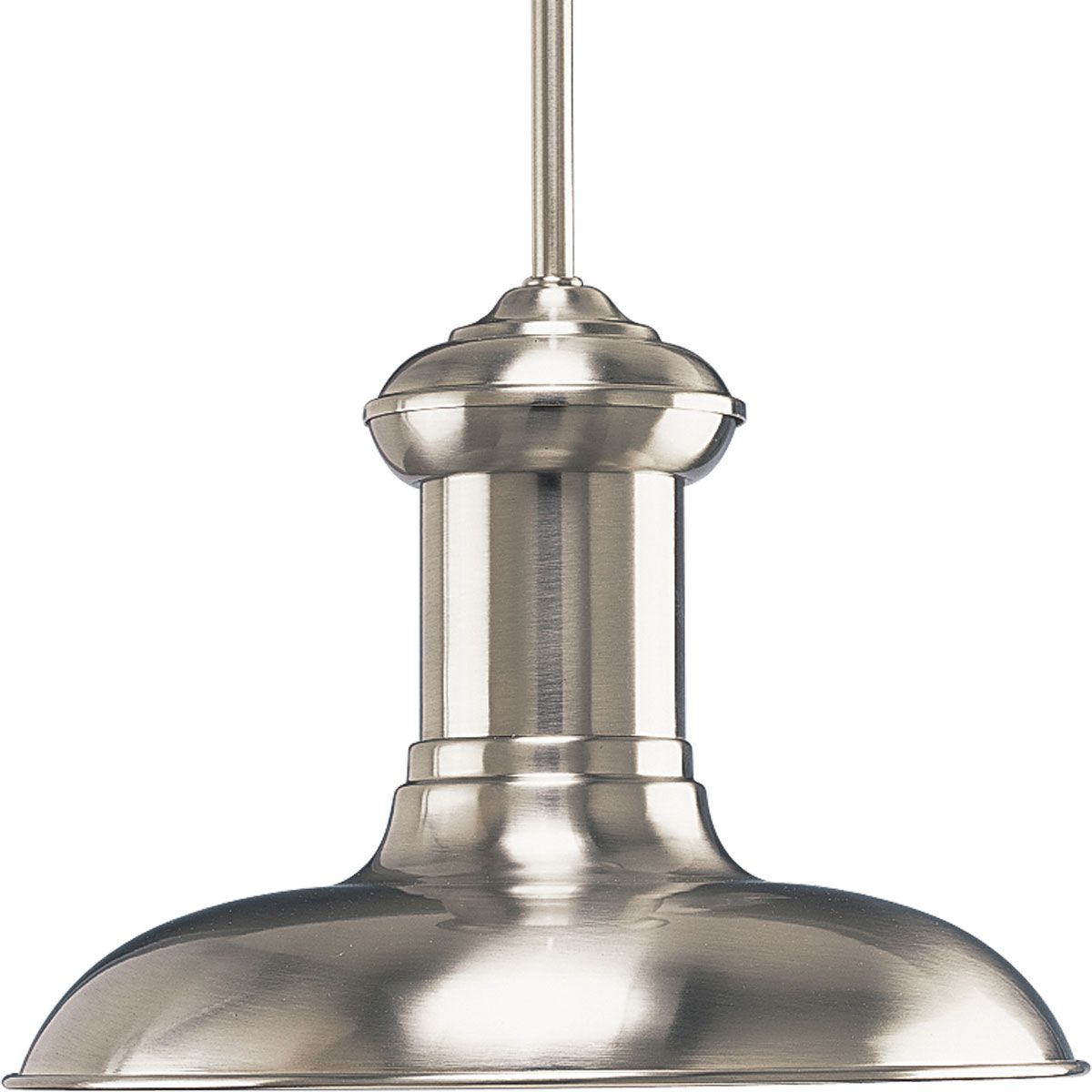 PROGRESS LIGHTING P5024-09 Brushed Nickel Brookside Collection One-Light Brushed Nickel Spun Metal Shade Coastal Pendant Light