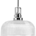PROGRESS LIGHTING P5026-15 Polished Chrome Archie Collection One-Light Polished Chrome Clear Prismatic Glass Coastal Pendant Light