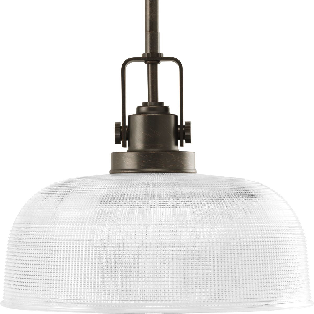 PROGRESS LIGHTING P5026-74 Venetian Bronze Archie Collection One-Light Venetian Bronze Clear Prismatic Glass Coastal Pendant Light