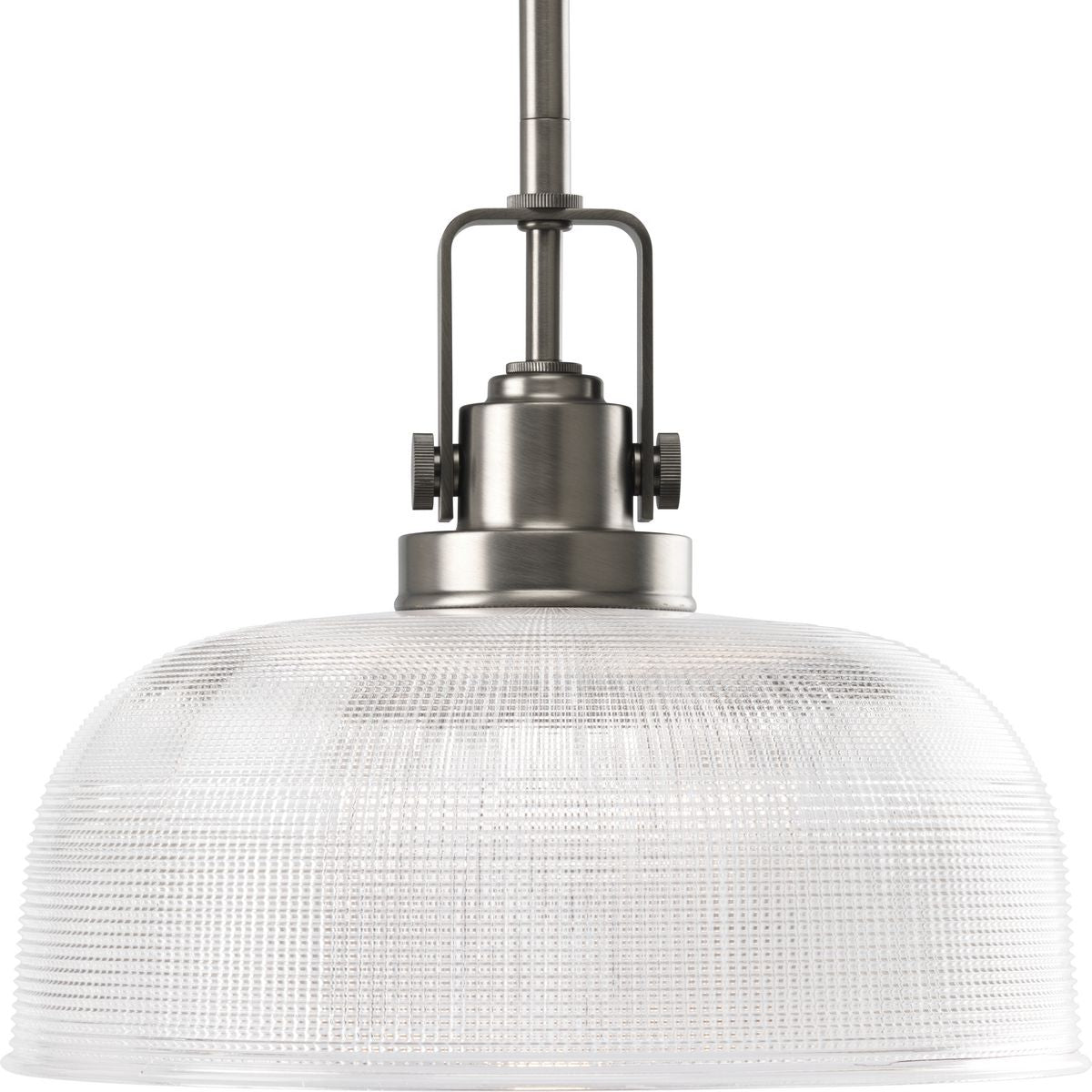 PROGRESS LIGHTING P5026-81 Antique Nickel Archie Collection One-Light Antique Nickel Clear Prismatic Glass Coastal Pendant Light