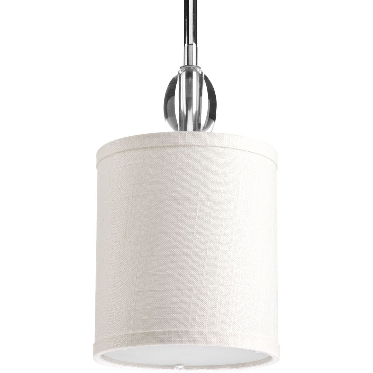 PROGRESS LIGHTING P5031-15 Polished Chrome Status Collection One-Light Polished Chrome Off-White textured Shade Coastal Mini-Pendant Light