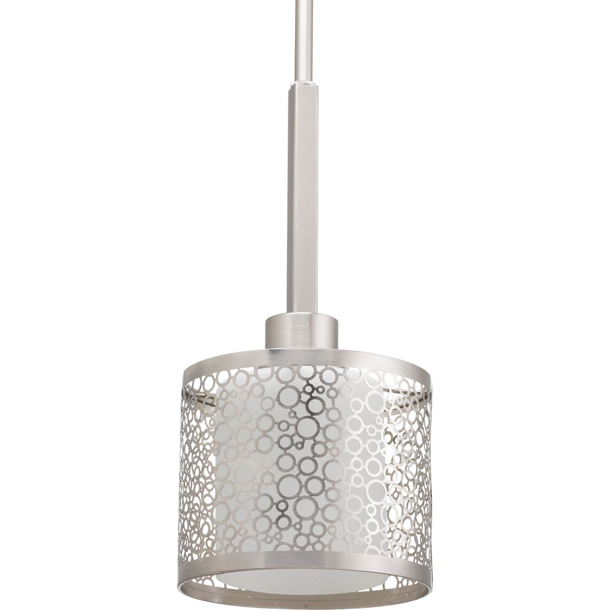PROGRESS LIGHTING P5038-09 Brushed Nickel Mingle Collection One-Light Brushed Nickel Etched Parchment Glass Global Mini-Pendant Light