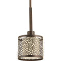 PROGRESS LIGHTING P5038-20 Antique Bronze Mingle Collection One-Light Antique Bronze Natural Parchment Glass Global Mini-Pendant Light