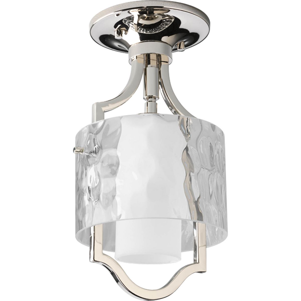 PROGRESS LIGHTING P5044-104WB Polished Nickel Caress Collection One-Light Polished Nickel Clear Water Glass Luxe Mini-Pendant Light