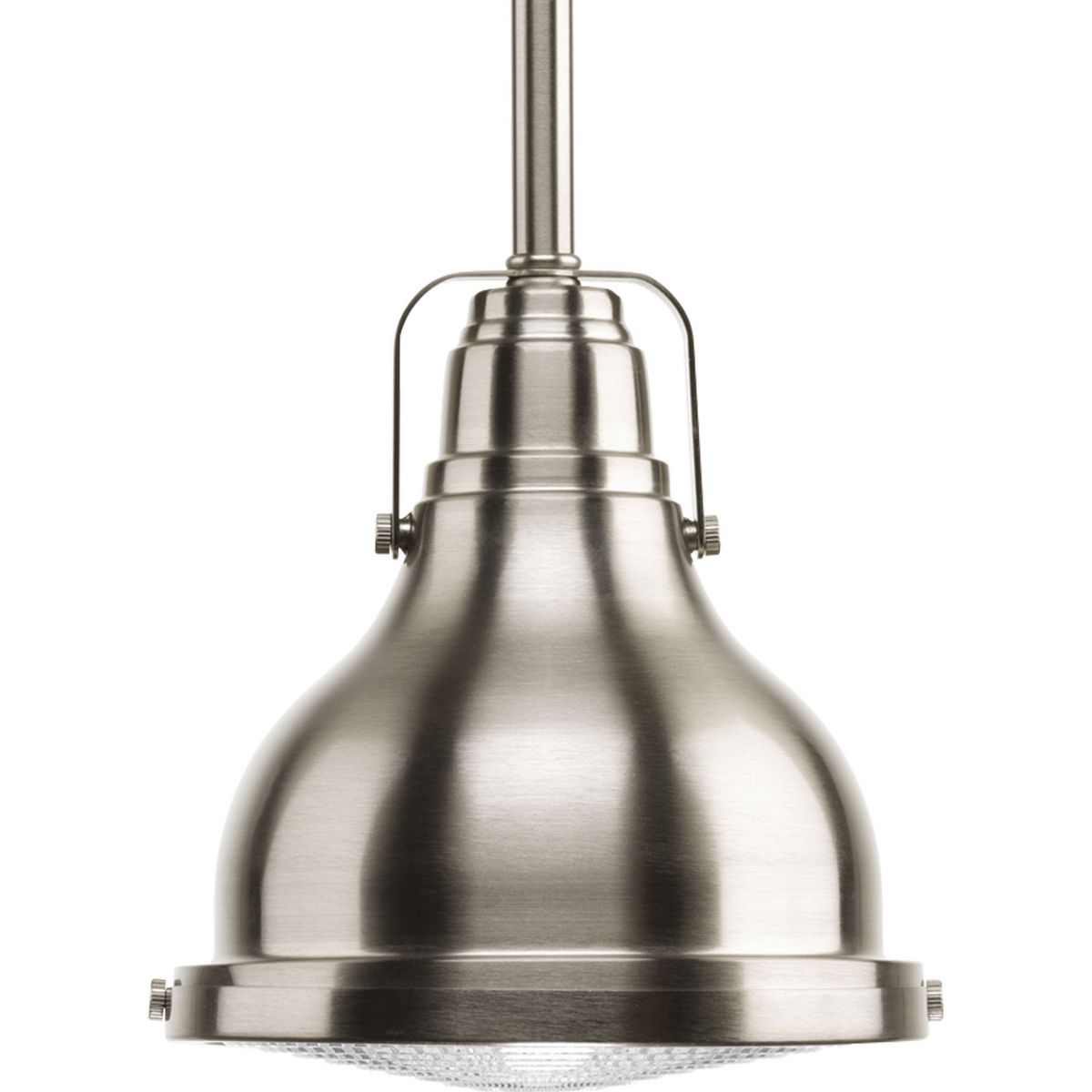 PROGRESS LIGHTING P5050-0930K9 Brushed Nickel Fresnel Lens LED Collection Brushed Nickel Clear Fresnel Glass Coastal Pendant Light