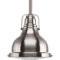PROGRESS LIGHTING P5050-09 Brushed Nickel Fresnel Lens Collection One-Light Brushed Nickel Clear Fresnel Glass Coastal Mini-Pendant Light