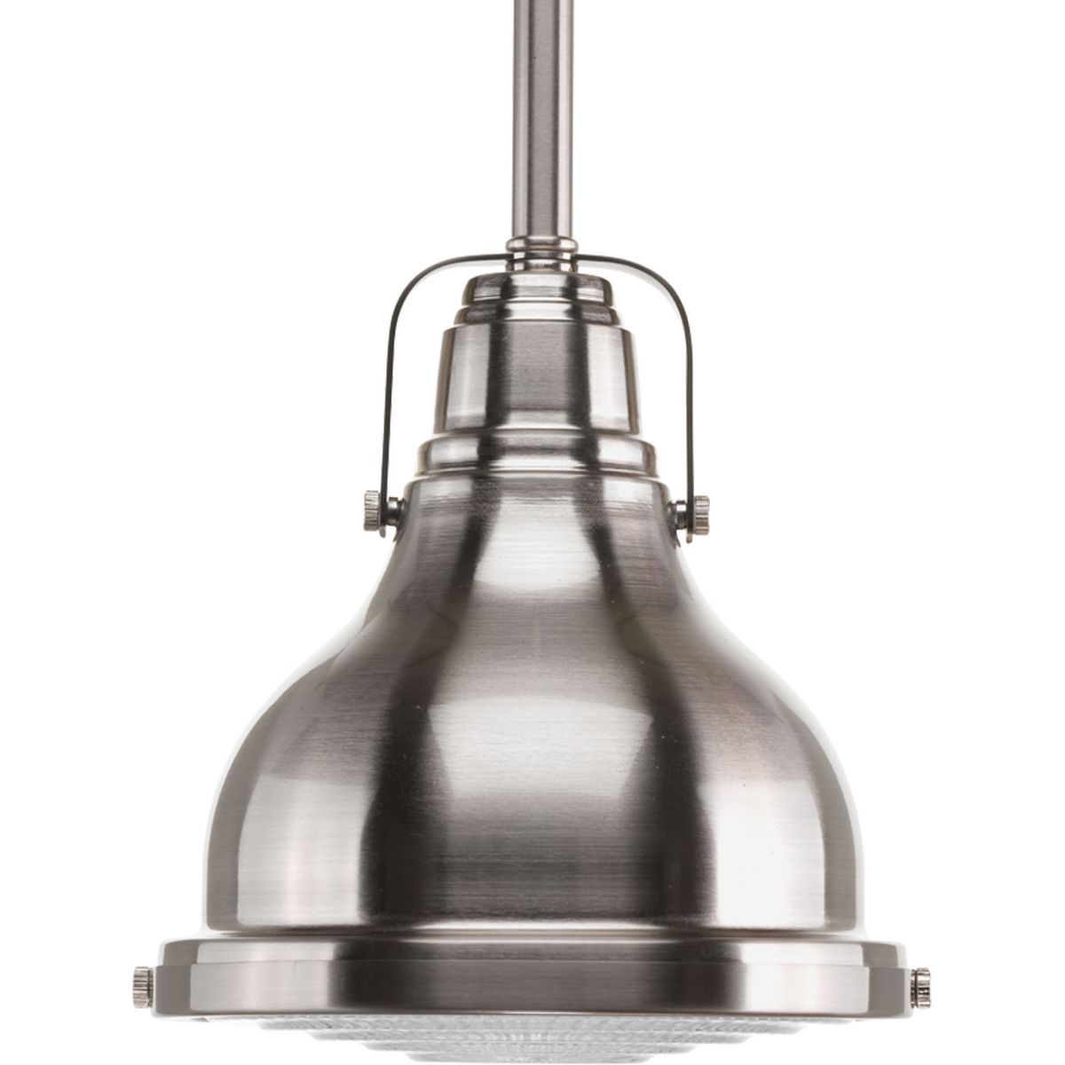 PROGRESS LIGHTING P5050-09 Brushed Nickel Fresnel Lens Collection One-Light Brushed Nickel Clear Fresnel Glass Coastal Mini-Pendant Light