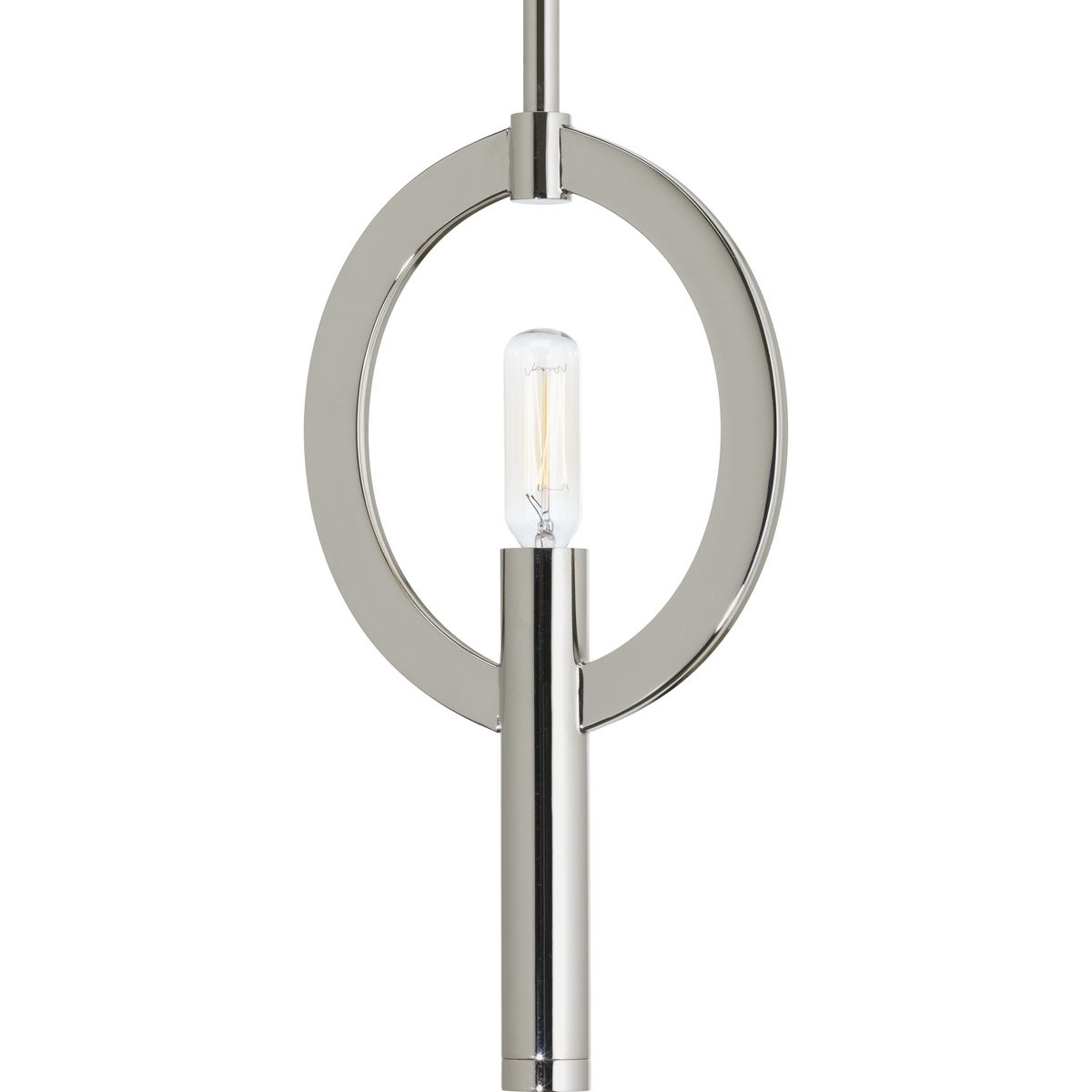 PROGRESS LIGHTING P5061-104 Polished Nickel Draper Collection One-Light Polished Nickel Luxe Mini-Pendant Light