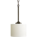 PROGRESS LIGHTING P5065-20 Antique Bronze Inspire Collection One-Light Antique Bronze Off-white Shade Traditional Mini-Pendant Light