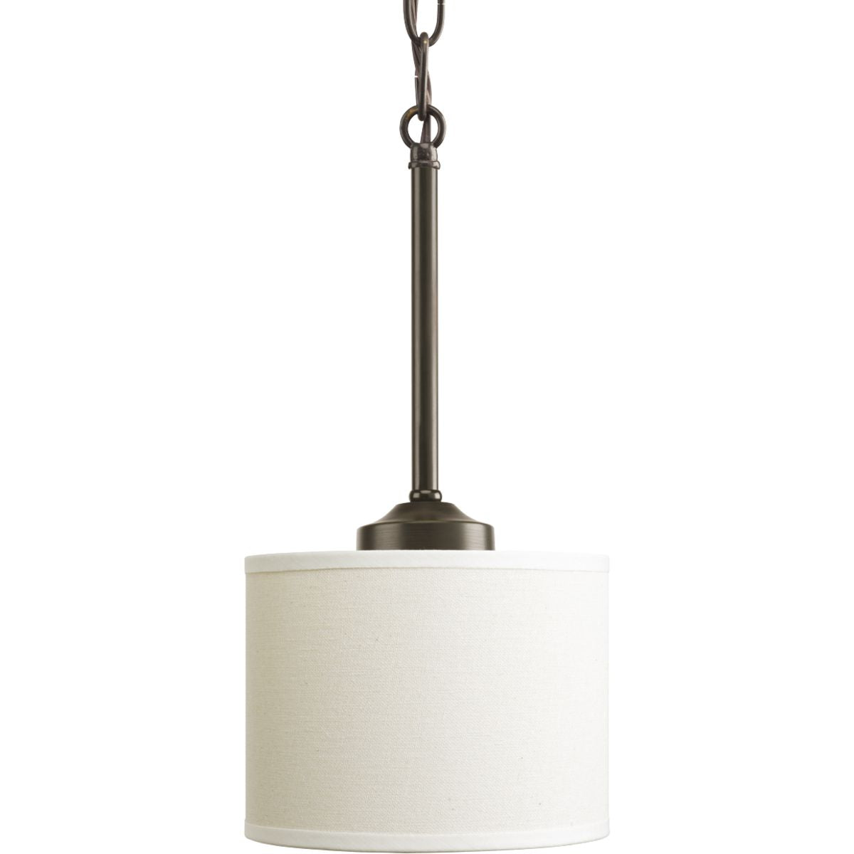 PROGRESS LIGHTING P5065-20 Antique Bronze Inspire Collection One-Light Antique Bronze Off-white Shade Traditional Mini-Pendant Light