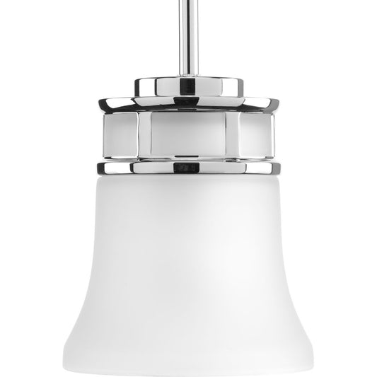 PROGRESS LIGHTING P5066-15 Polished Chrome Cascadia Collection One-Light Polished Chrome Etched Glass Coastal Mini-Pendant Light