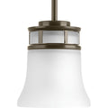 PROGRESS LIGHTING P5066-20 Antique Bronze Cascadia Collection One-Light Antique Bronze Etched Glass Coastal Mini-Pendant Light