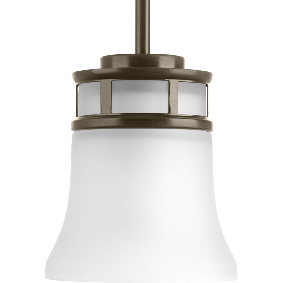 PROGRESS LIGHTING P5066-20 Antique Bronze Cascadia Collection One-Light Antique Bronze Etched Glass Coastal Mini-Pendant Light