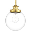 PROGRESS LIGHTING P5067-137 Natural Brass Penn Collection One-Light Natural Brass Clear Glass Farmhouse Mini-Pendant Light