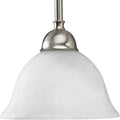 PROGRESS LIGHTING P5068-09 Brushed Nickel Avalon Collection One-Light Brushed Nickel Alabaster Glass Traditional Mini-Pendant Light